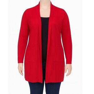 Zoe‎ & Zac Red Open Front Cardigan Sweater Women's 2X